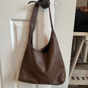 Brown Slouchy Shoulder Bag faux leather